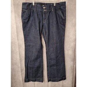 Women's Mid Rise Y2K Denim Wide Leg Trousers Womens Plus Sz 18 Dark Wash READ